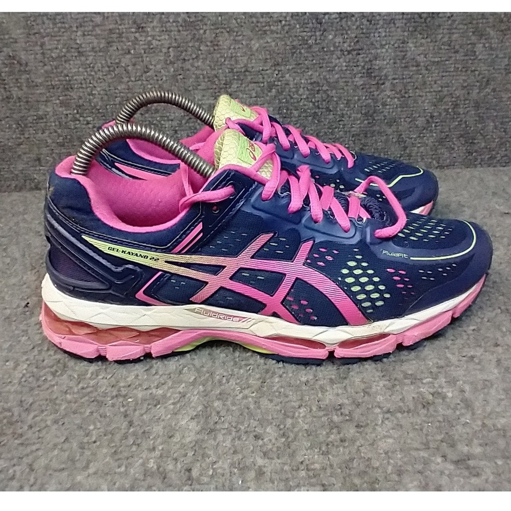 Asics Gel-Kayano 22 Running Shoes Womens 8 Navy Pink T597N Stability Sneakers